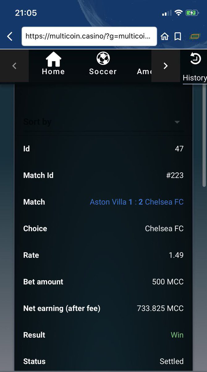 redpandabroker's tweet photo. Yesterday I won with a sportsbet @MulticoinCasino 😎🤑
#AstonVilla - #Chelsea 1-2
https://t.co/2WkG1KfB3v
MulticoinCasino is supported by #metamask #tomowallet #mcashlightning #midaswallet #Facebook #Google #Twitter https://t.co/x8TfpSpZNk