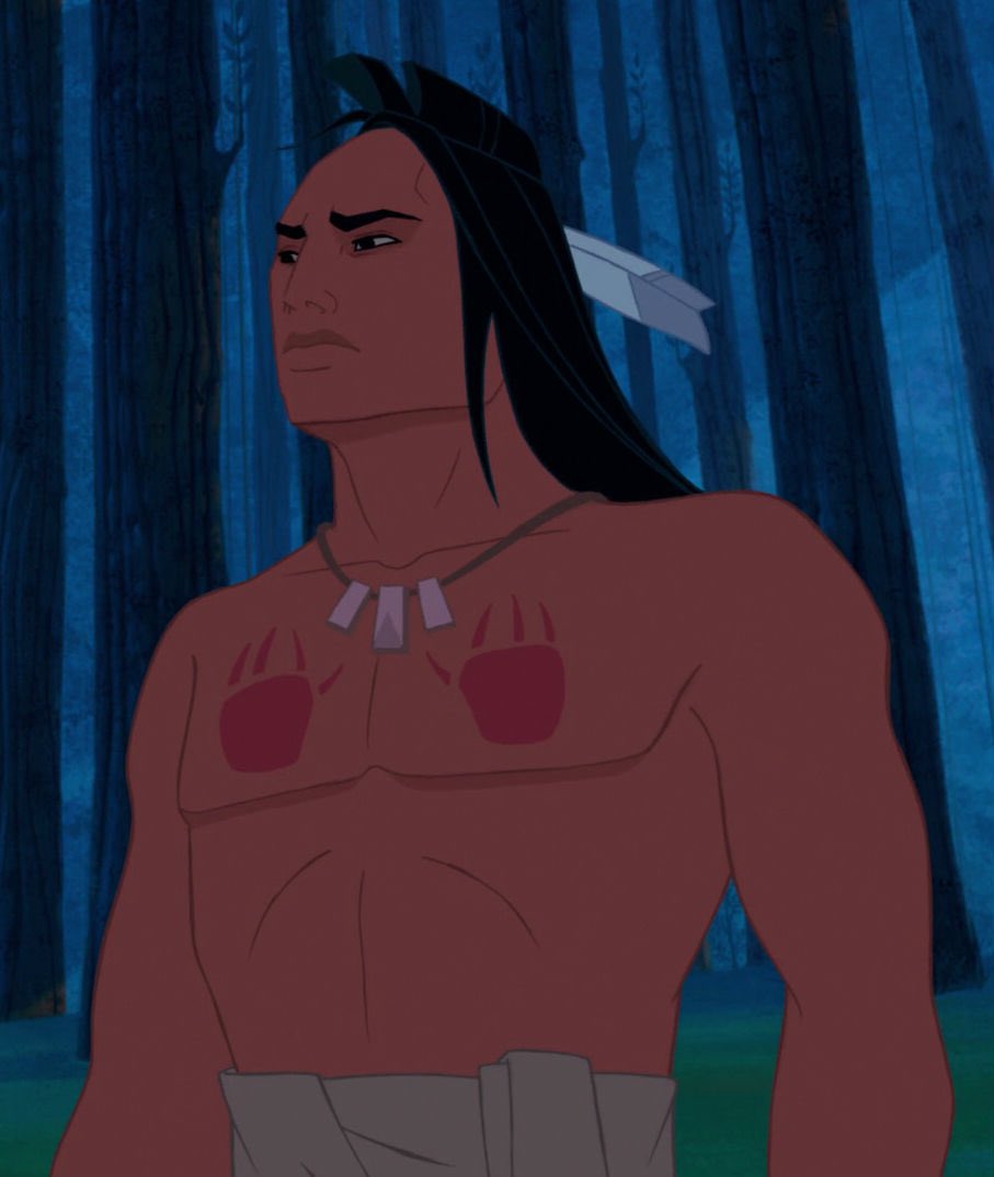 And yet, this does not present something good for them. Kocoum is celebrated as a warrior and receives these marks on his chest. He is “manly” for having accomplished this, and Disney places these marks curiously where his nipples would be. Almost like granting him masculinity.