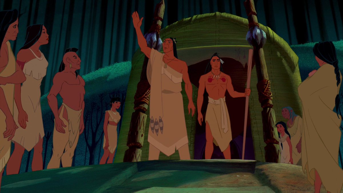 “But what about Disney’s Pocahontas? None of them have nipples!”Well, about that. This is actually one of the more uncomfortable pieces to approach, because EVERY native Male is emasculated in it. Not a single one has any definition to them in this sense.