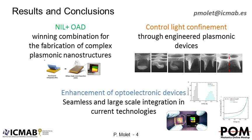 Enlightment_BCN's tweet image. We present a high-throughput nanofabrication of metasurfaces with polarization dependent response and application to QD solar cells. @icmabCSIC in collaboration with @Sargent_Group.
@PhotonicsMeetup #POM20Ju #POM20LM