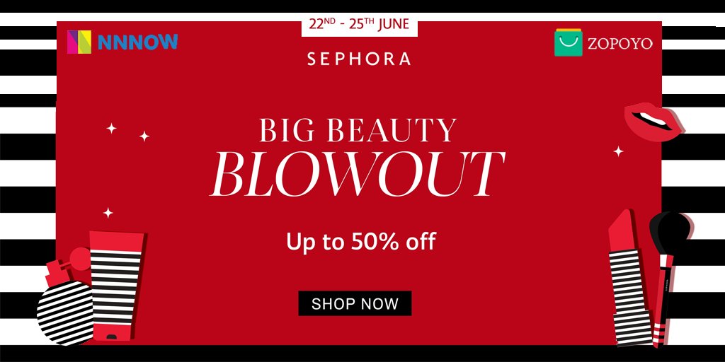Big Beauty Blowout!
Enjoy up to 50% OFF on @Sephora_India products, only at @heynnnow. Offer is available for limited time only. Hurry & Save More!
Check here: zopoyo.in/nnnow-coupons/

#nnnow #nnnowcoupons #nnnnowoffers #nnnowcouponcode #sephorasale #nnnowsale #ShopWithZopoyo