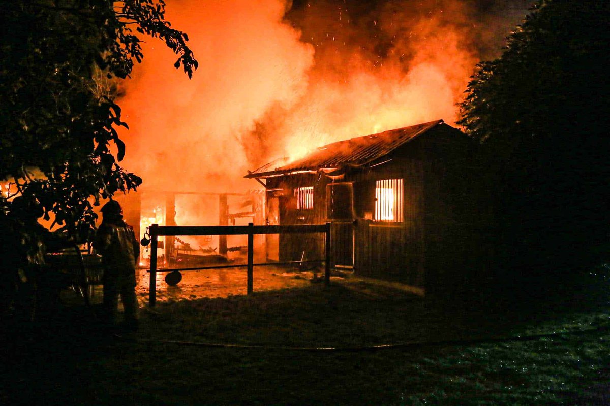 Twee paarden tijdig gered uit brandende #Stal in #Bakel #Brand #Brandweer #Nuijeneind.