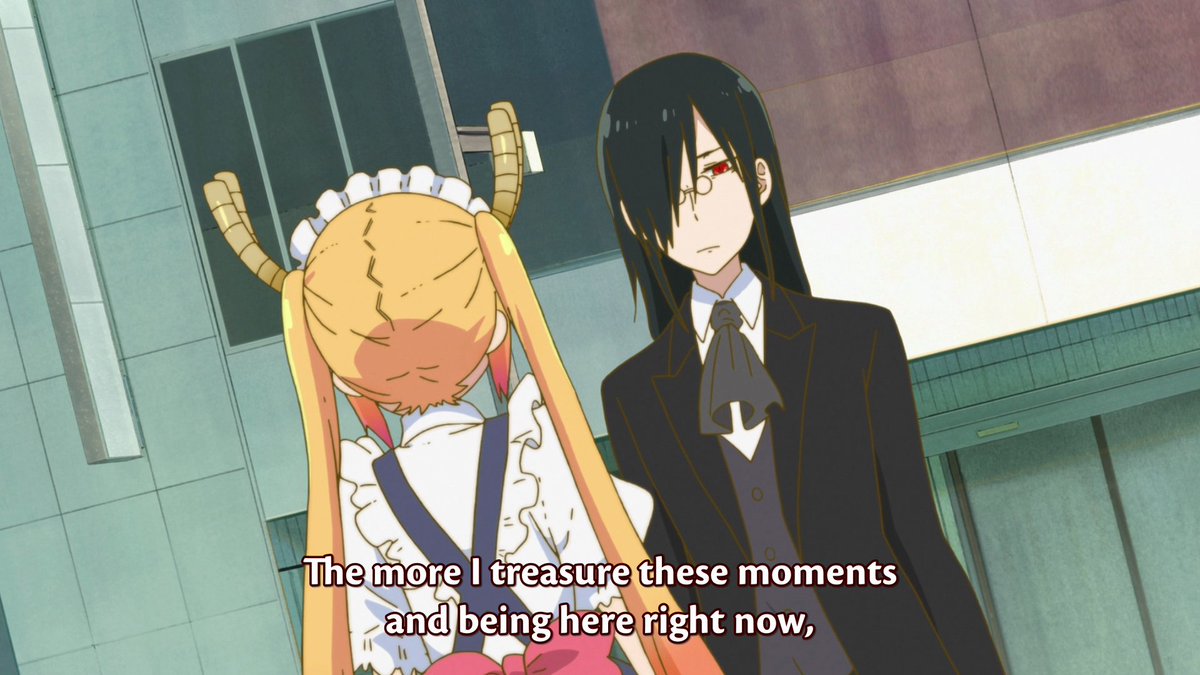 When Fafnir confronts Tohru about the idea of mortality, there's a really cool use of dutch angles to create a sense of uneasiness. When Tohru explains her reasoning, the camera angle levels itself to mirror Tohru being seemingly content with her reason.