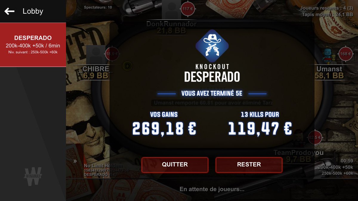 Mooglito1's tweet photo. @KawaboumgaCR @Winamax Je perd un énorme flipp en TF, me reste 3bb derrière mais bonne perf sa fait plaisir https://t.co/jQQ4argWNX