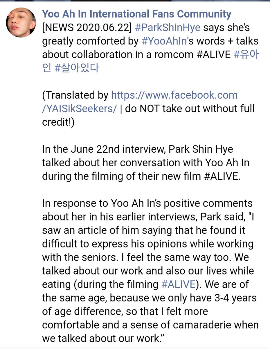 LolaStarlight1's tweet photo. I should stan #YooAhIn from now on 😭 how sweet of him to wonder about her as a person not a star, ask about her struggles as a person till she obtained the romcom queen &amp; hallyu title. She must have been so touched by him 😭
Thx for trans❤
#ParkShinHye #박신혜 #朴信惠  #Alive https://t.co/tOBGiA2hx5