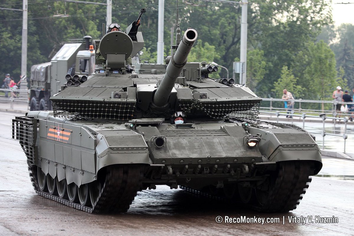 T-90M. Incorporates some of the modernised mission systems designed for the T-14 MBT variant of the Armata family but applied to the proven T-90 design.