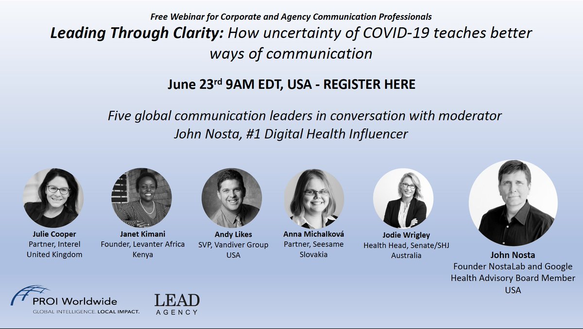 Som del af vores int. netværk <a href="/PROIWorldwide/">PROI Worldwide</a> er vi medarrangør af et webinar om, hvordan #COVID19 krisen har påvirket sundhedssystemer globalt. Og hvordan vi styrer ud af krisen ved nye løsninger, partnerskaber og komm-løsninger. Tilmeld dig på linket her: proiworldwide.jetwebinar.com/LeadingThrough…