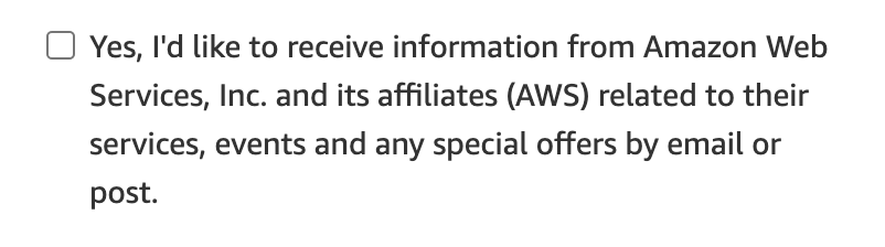 ristkari's tweet photo. Credit where credit is due. Example of good “register to event” page by @awscloud. When you indicate that you are from EU the automatic subscription to news/ads is disabled by default like GDPR mandates. https://t.co/DQi1xtrZ8i