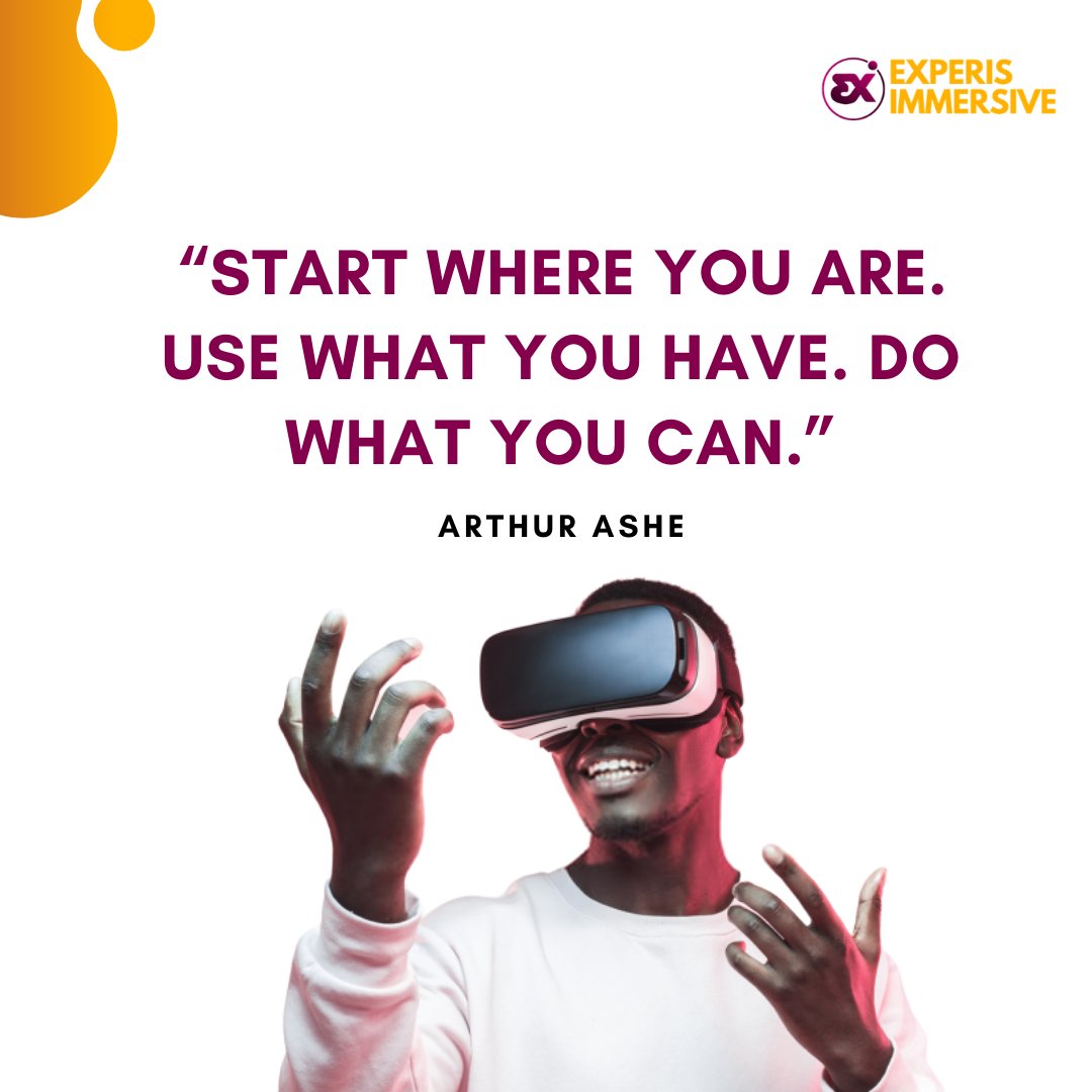 Experisimmerse's tweet image. You just have to get started from where you are with what you have and your resources will grow as you go along. 

#Getstarted 
#MondayMotivaton #ExperisImmersive