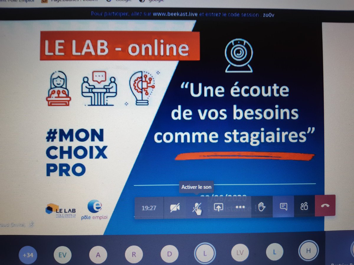 1er webinaire a l'ecoute des stagiaires.faire évoluer ensemble la formation et exploiter les bonnes pratiques suite covid.#competences #formation #innovationpedagogique @poleemploi_ara @pascalblain69 @poleemploi_LAB