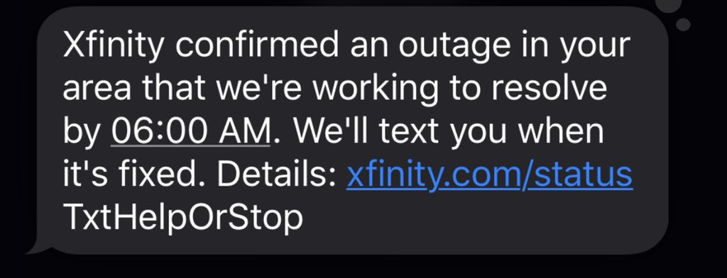 drluckyspin's tweet image. Are you kidding me @Xfinity ? Drill into this and it’s listed as “routine maintenance “. How the hell can it take 6 hrs for routine maintenance and you can’t come up with a plan that doesn’t take out everyone’s internet! #xfinity #xfinitydown