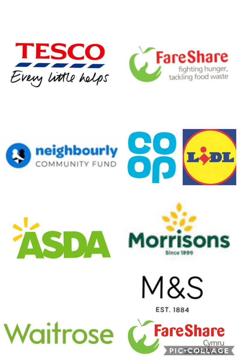 A huge thankyou to Fare Share Cymru, Fare Share Go and Neighbourly for helping us to source food for our care bags. We have had support from

Tesco, Morrisons, Waitrose, Asda, Lidl, Co-op and Marks and Spencer – thank you !