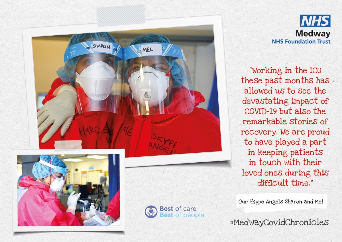 🗣️ ''We are proud to have played a part in keeping patients in touch with their loved ones''

📸 This week #MedwayCovidChronicles will shine a light on our #NHSheroes and reflect on the important role they have played since #COVID19

👇 First up are 'Skype Angels' Sharon and Mel: