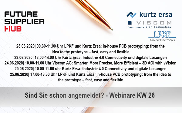 future_supplier's tweet photo. LIVE AND INTERACTIVE:
Webinare KW 26
#FutureSupplierHub #Webinare #PCBPrototyping #3DAOI #Industrie4.0 #inhouse #vVision
➡https://t.co/qWGZ6NvJGr https://t.co/xidEktMoUL