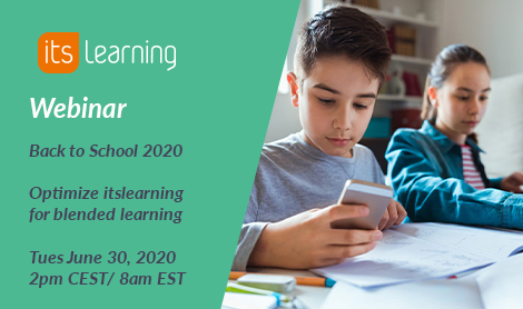 Schools aren't sure how they will reopen for #BackToSchool, but #blendedlearning appears to be the top option. Join our free webinar to learn how you can optimize #itslearning – whether you choose #hybridschool, #remotelearning or 1-1 instruction: bit.ly/3fPOXof