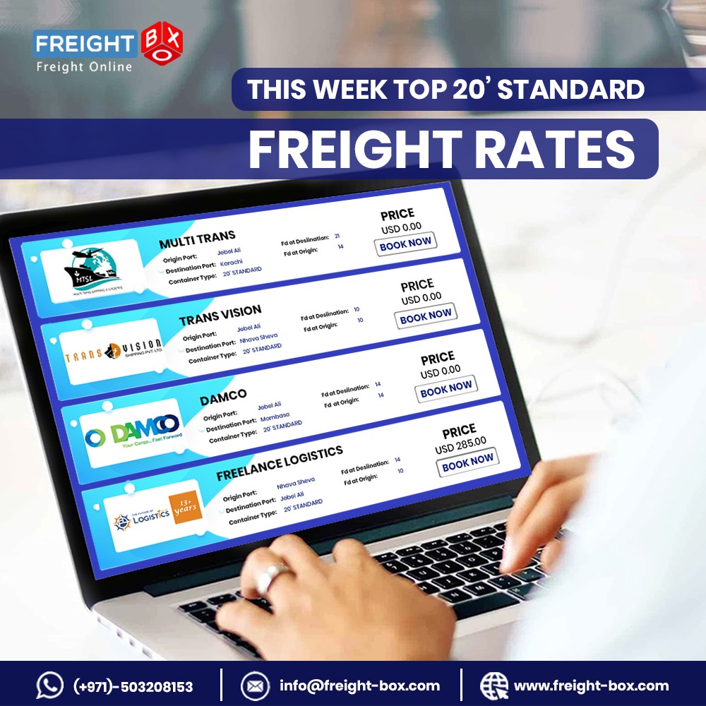 freight_box's tweet photo. Take a look on this week's top 20' standard freight rates from the top shipping lines around the globe.
For more details, https://t.co/CzPwGLGcDI.
#Freight #FreightBox #logistics #trucking #cargo #registernow #info #traders #supplychain #services #Dubai #UAE https://t.co/miaF17Lkug