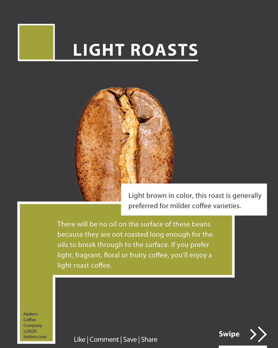 HaderoCoffee's tweet photo. Types of Coffee Roasts.

What’s your favorite coffee roast? let us know in the comments below
.
.
.
#haderocoffee #Reintroducingcoffee  #haderocoffeecompany #coffee #cofeelover #coffeetime #coffeebean # lightroast #mediumroast #mediumdarkroast #darkroast https://t.co/mjeFS5cZiX