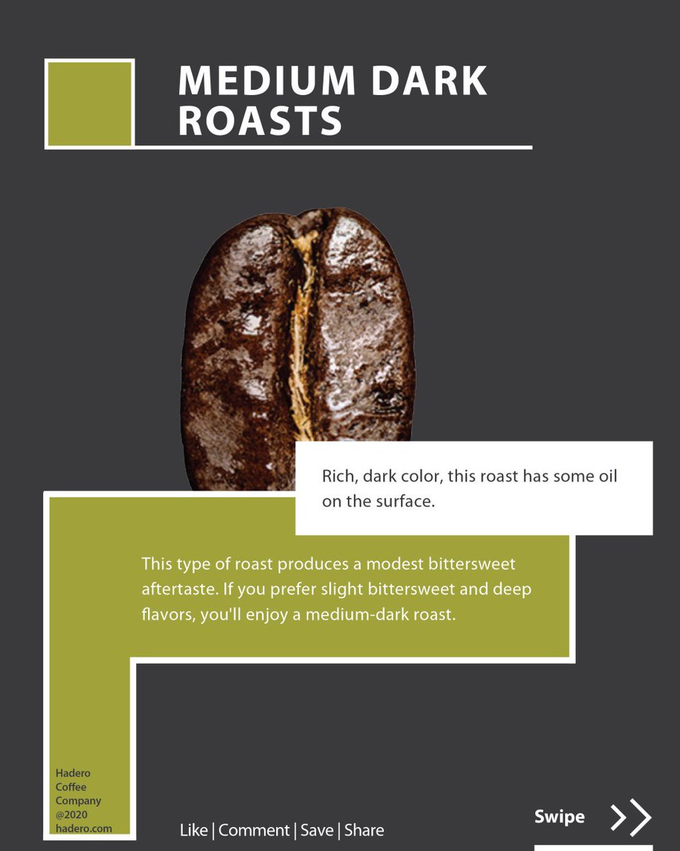 HaderoCoffee's tweet photo. Types of Coffee Roasts.

What’s your favorite coffee roast? let us know in the comments below
.
.
.
#haderocoffee #Reintroducingcoffee  #haderocoffeecompany #coffee #cofeelover #coffeetime #coffeebean # lightroast #mediumroast #mediumdarkroast #darkroast https://t.co/mjeFS5cZiX