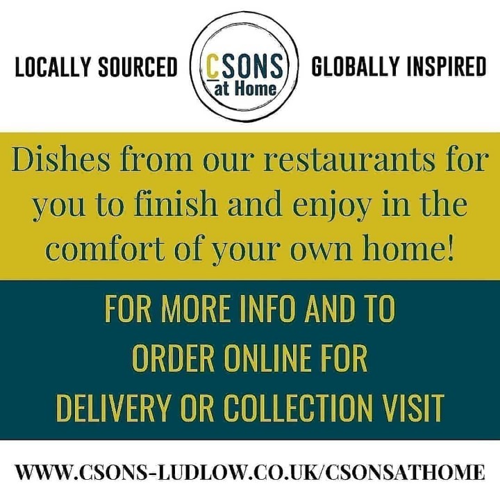 CSonsShrewsbury's tweet photo. Here's this weeks #CSonsAtHome menu. Order now for delivery and collection in Ludlow and Shrewsbury at https://t.co/EyoC8Kq7pn.
#LocallySourced #GloballyInspired #SeasonalEating #Shrewsbury #Ludlow #Shropshire #MakeItAllFromScratch #Lockdown #MealKits https://t.co/Z4gfB8vbuC