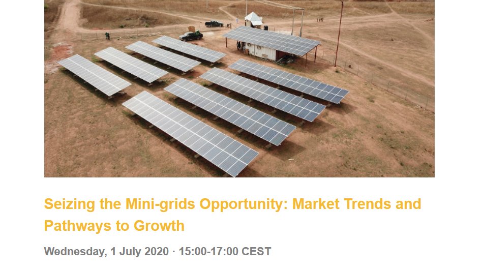 MiniGrids's tweet photo. Save the date!
Join us for the virtual launch of the State of the Global #MiniGrids Market Report 2020 that highlights global market trends, including business models, conducive regulations, financing, economics &amp; sectoral impacts.

1 July 2020, 15:00 CEST
https://t.co/I3pon71Wj5 https://t.co/MtRXVhIuGs