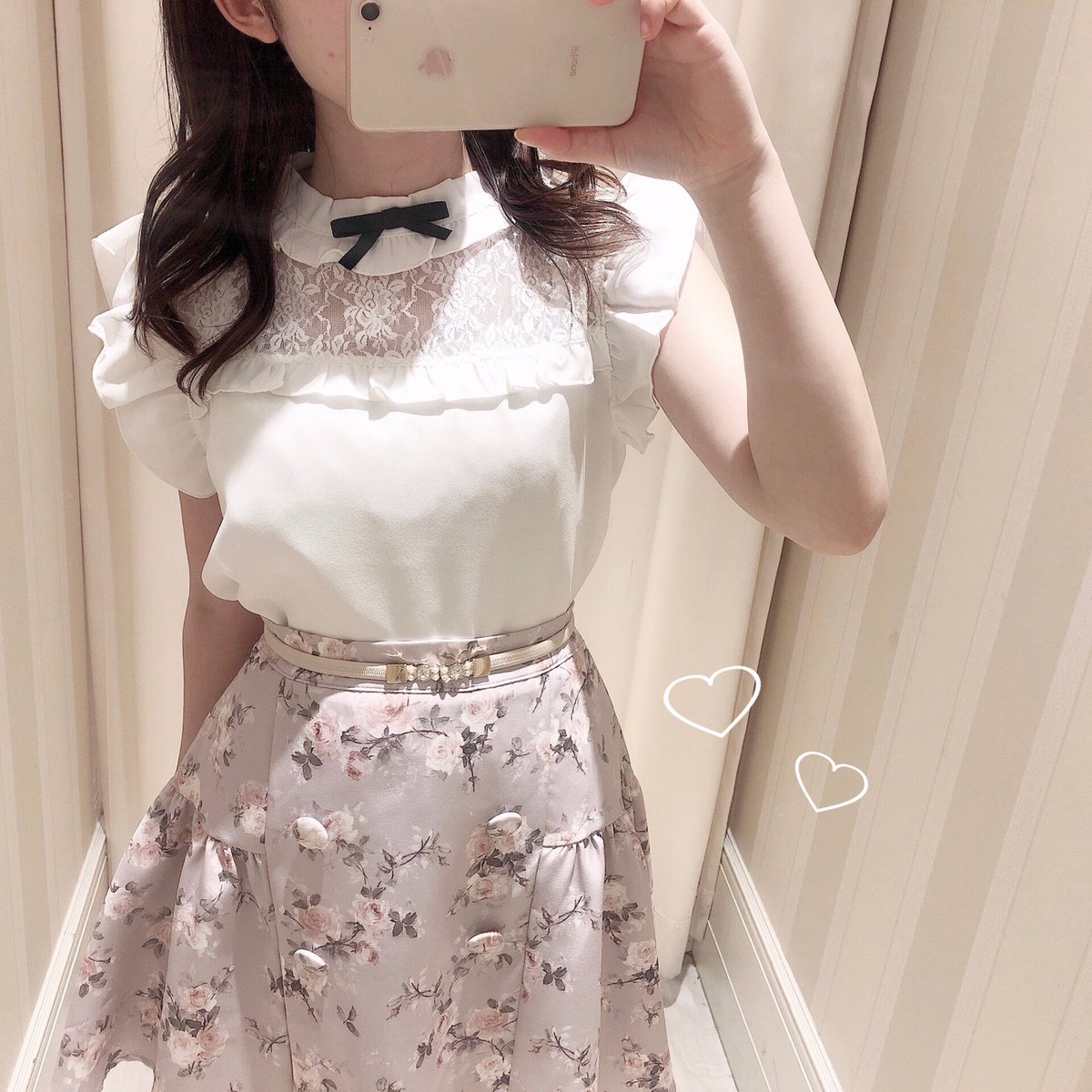 ト送料込 ♡evelyn♡エブリン♡総レースリボン付きホワイトトップス