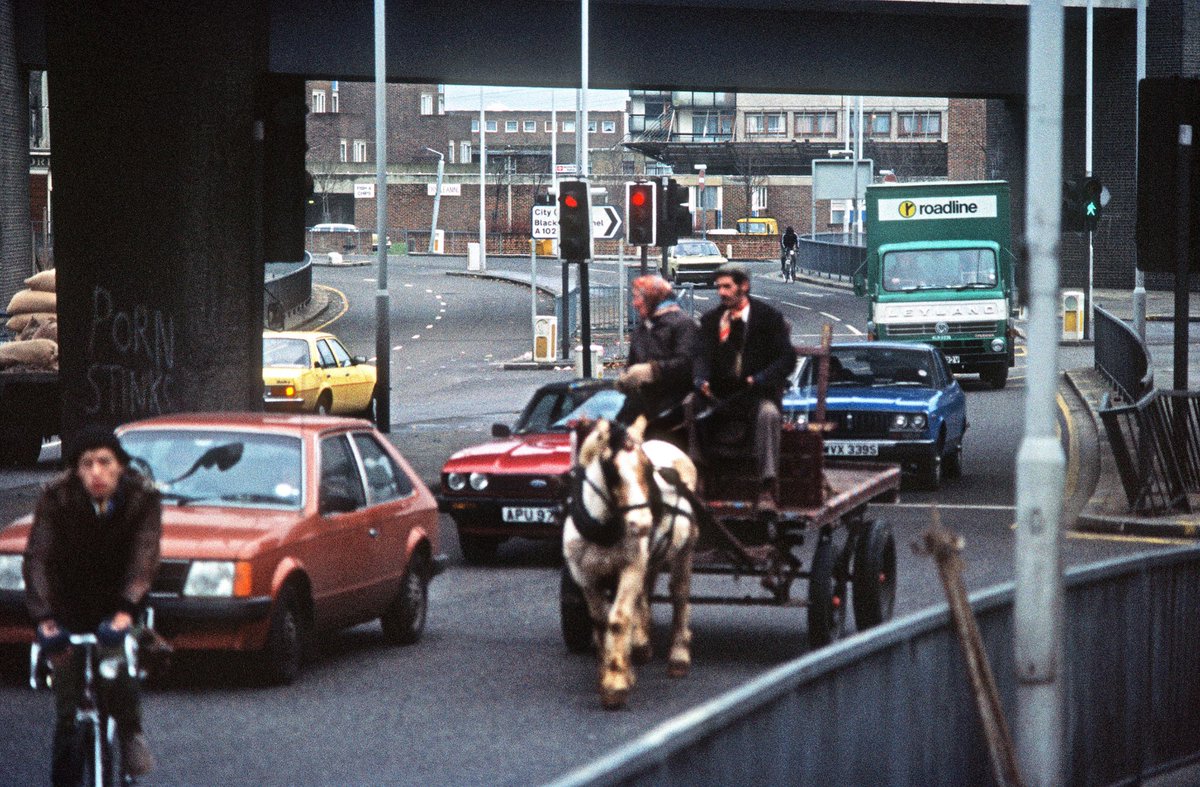 Horse and cart in Hackney Wick, 1984Gypsy, Roma and Traveller communities have lived in London for the past 500 years and have a rich history and culture  #grthm2020