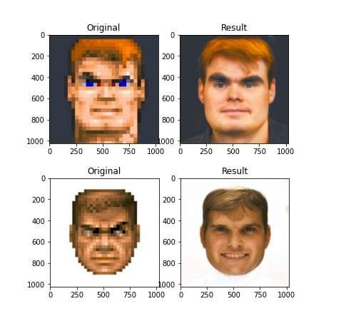 thundo's tweet photo. 30 years later, the #doomguy gets a real face.

https://t.co/wauAIBIMDz
https://t.co/DyygJJ4XHh

#MachineLearning #SuperResolution https://t.co/BdYLe0SftV