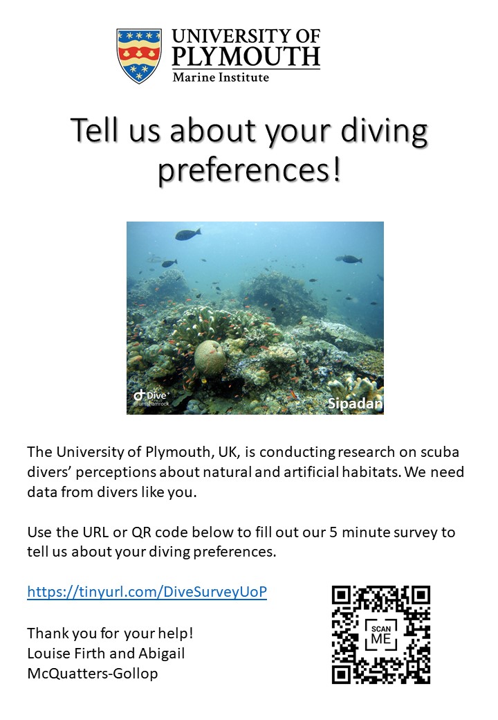 Are you a diver? Use your opinions to inform <a href="/PlymUni/">University of Plymouth</a> marine conservation research by filling out our short survey tinyurl.com/DiveSurveyUoP