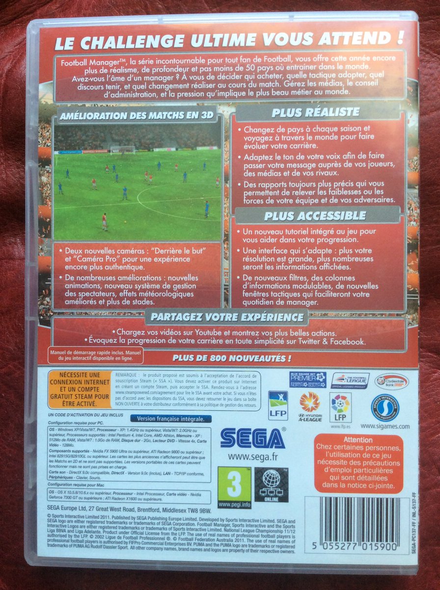 1Jour1JeuRetro's tweet photo. #1Jour1Jeu de ma collection 🎮
#1J1J536 : Football Manager 2012
Plateforme : #PC
Support : 💿
Genre : Sport ⚽️ / Gestion
Editeur : SEGA
Développeur : Sports Interactive
Date de sortie : 21 octobre 2011
#Collection #RetroGaming #FootballManager #FootballManager2012 https://t.co/ftFLcvsWQ9