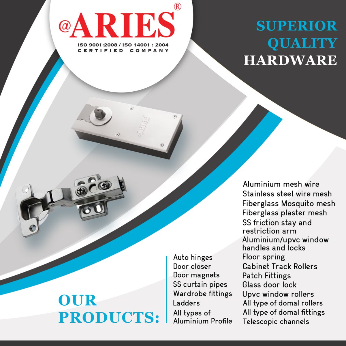 HardwareSamachr's tweet photo. ARIES Hardware range is all about sleek products with fabulous features that give superior solutions and exhibit fine durability.
#Aries #DoorFittings #WindowFittings #FurnitureFittings #HardwareFittings https://t.co/GCkBIhN9Ms