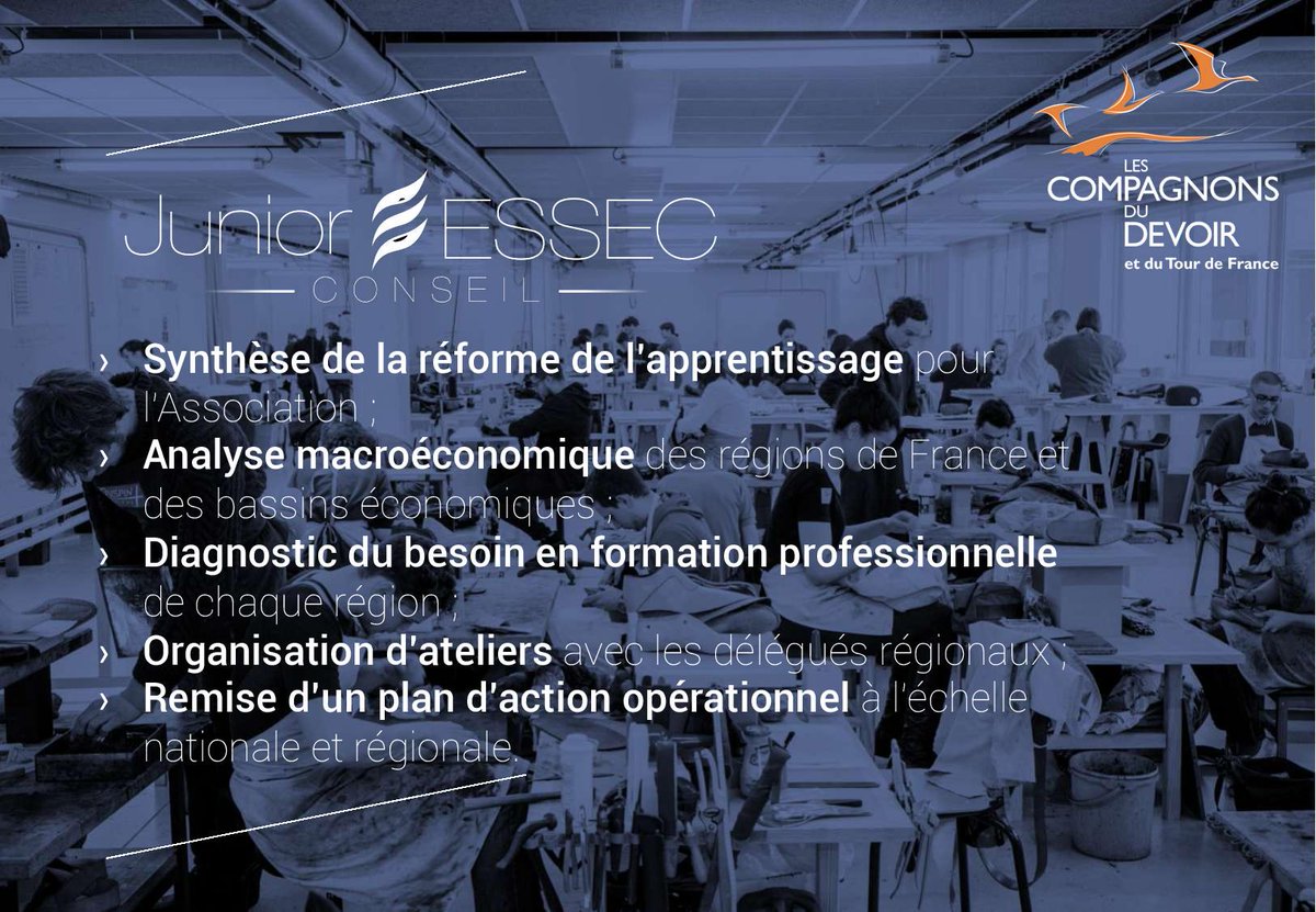JuniorESSEC's tweet image. C’est avec une immense fierté que nous nous sommes vus remettre le prix de la meilleure étude de conseil 2020, décerné par @cnje, @EYFrance et Universum, pour récompenser notre travail pour les Les Compagnons du Devoir et du Tour de France en 2019.

linkedin.com/feed/update/ur…
