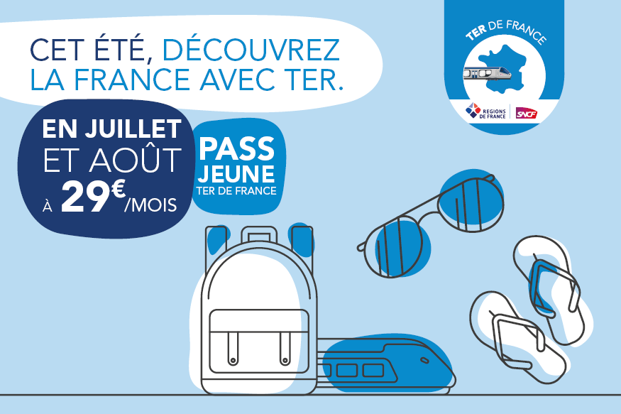 TER__SNCF's tweet photo. Avec le "Pass Jeune #TERdeFrance" pour 1€/jour (29€/mois), les moins de 26 ans peuvent voyager partout en France sur le réseau #TER sans restrictions !

Infos &amp; achat :

👉sites TER https://t.co/k2wVK2uzY7

👉#AssistantSNCF @evoyageursSNCF 

Cet été #jyVaisAvecTER ! https://t.co/84KkMtOE6Q