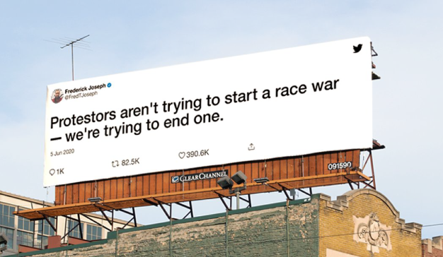 mkdirecto's tweet photo. Twitter apuesta por la publicidad exterior para alzar la voz contra la injusticia racial https://t.co/0kNdqGUSYW https://t.co/zHJcHJGEqc