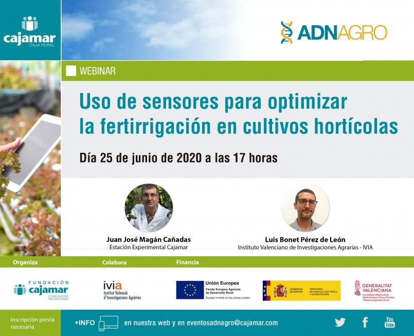 ¿Interesado en el riego de 🥕🧅 hortícolas? No te pierdas el webinar del Dr. Luis Bonet, Jefe del STR del IVIA, organizado por Cajamar. Jueves 25/06/2020 a las 17:00. (Inscripción 🔏obligatoria) bit.ly/3eoJKng <a href="/ADNAgroFood/">Cajamar ADNAgroFood</a> @GVAagroambient