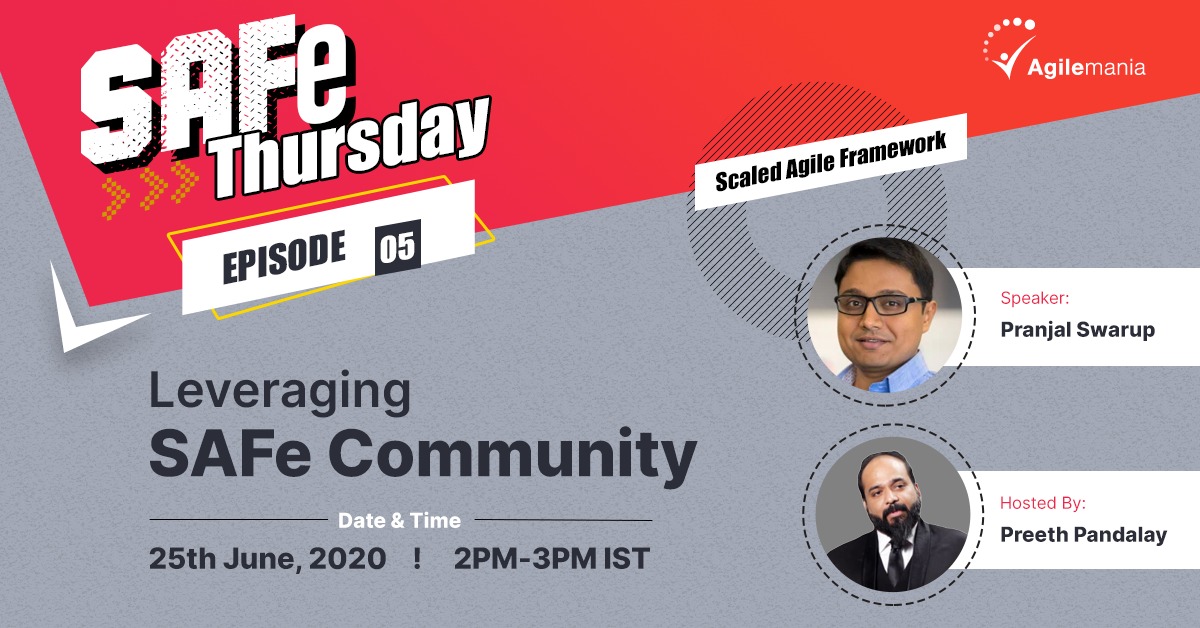 agilemania's tweet photo. Let’s hear from @pranjal_swarup how to leverage the safe community platform as partners in our next #SAFethursday episode. @P2pandalay @ScaledAgile @naveenhome @sumeet_madan @ashwineekalkura #SAFe
Join Now: 👉 https://t.co/tApKtBAFMO https://t.co/MaB8tdoQcB
