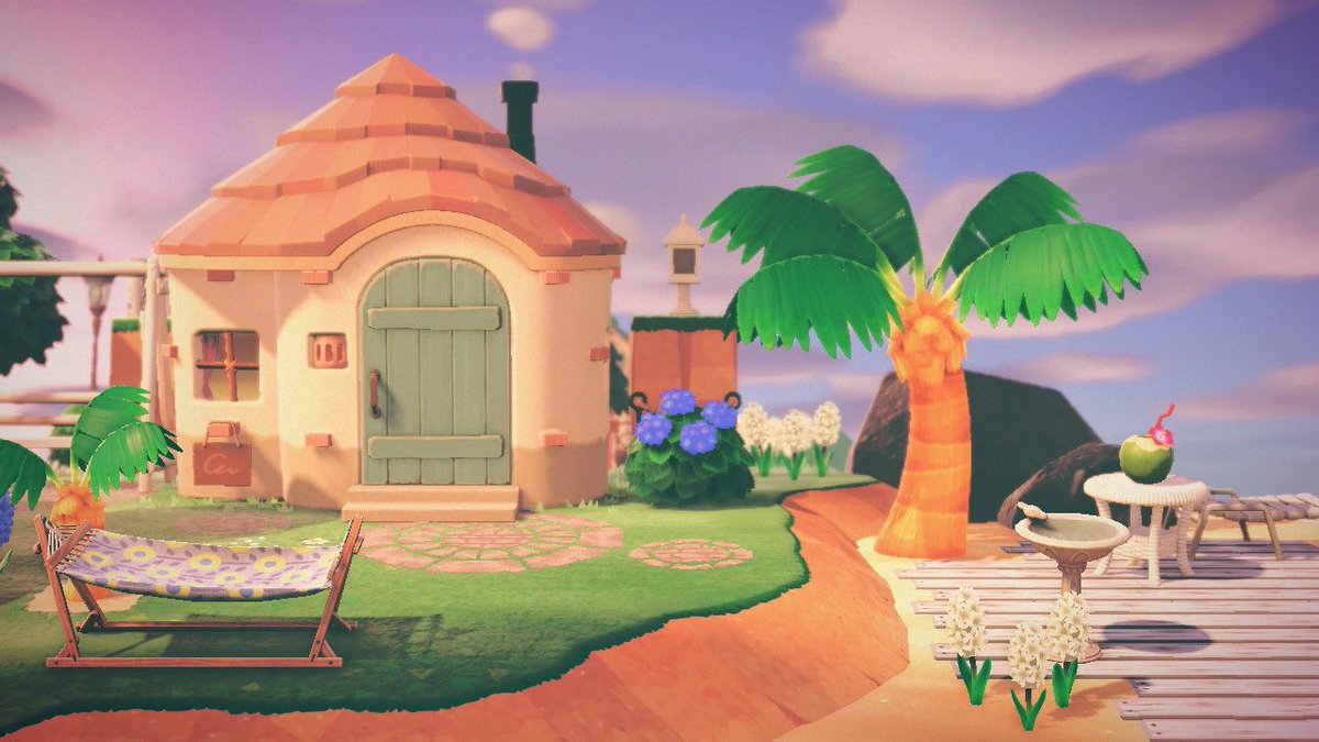 ˏˋ 𝙎𝘼𝙍𝘼 ˎ キャンディちゃん家の外観がハワイって感じだったから海沿いにお引越ししたらめっちゃ合ってていい感じ どうぶつの森 あつまれどうぶつの森 あつ森 あつ森写真部 キャンディ T Co 2iptzeyifz Twitter