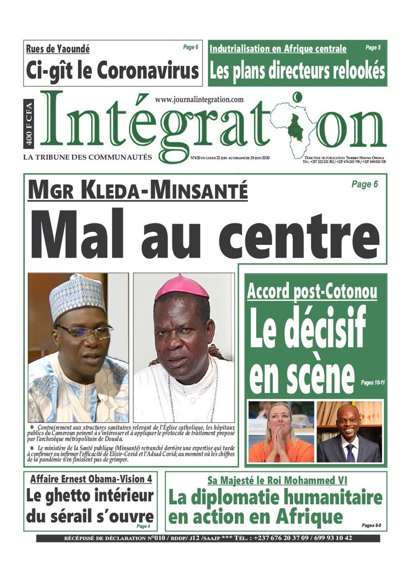 integrationcm's tweet photo. Mgr Kleda-Minsanté : Mal au centre  https://t.co/6u3CHNXXVP
@PR_Paul_BIYA @_AfricanUnion @com_cemac 
@dw_francais @CEEAC_ECCAS @France24_fr
@Allammia #Africa @SongweVera @AnniePayep
@AfDB_Group @_AfricanUnion #Cameroon https://t.co/aGSwTiJMmY