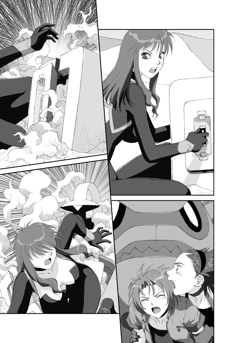 愚作「砂の神 空の人」から台詞フキダシ無し絵その,8
この漫画はペン入れの時に擬音も描いてる場合があるので消せたり消せなかったりしています_φ(‾▽‾)

戦闘機とロボットと…ちゃんとメカに見えるかなぁ(^^;; 