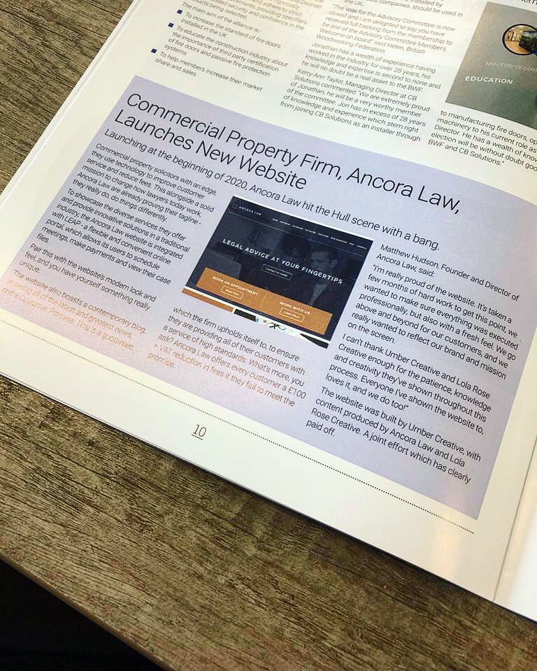 Always nice to get a mention in print 🤩 Ancora Law in this month’s Business Intelligence magazine from Hull and Humber Chamber of Commerce 🙌🏼