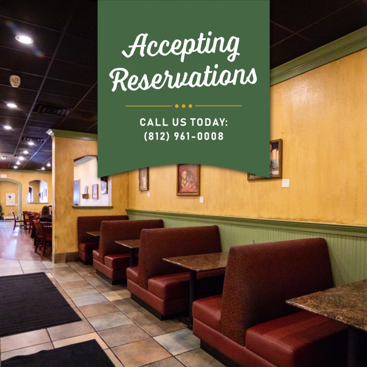 We're open for limited dine-in and encourage you to make a reservation. Reserve your table today at bit.ly/2zJpX2J. *Reservations encouraged but not required.*