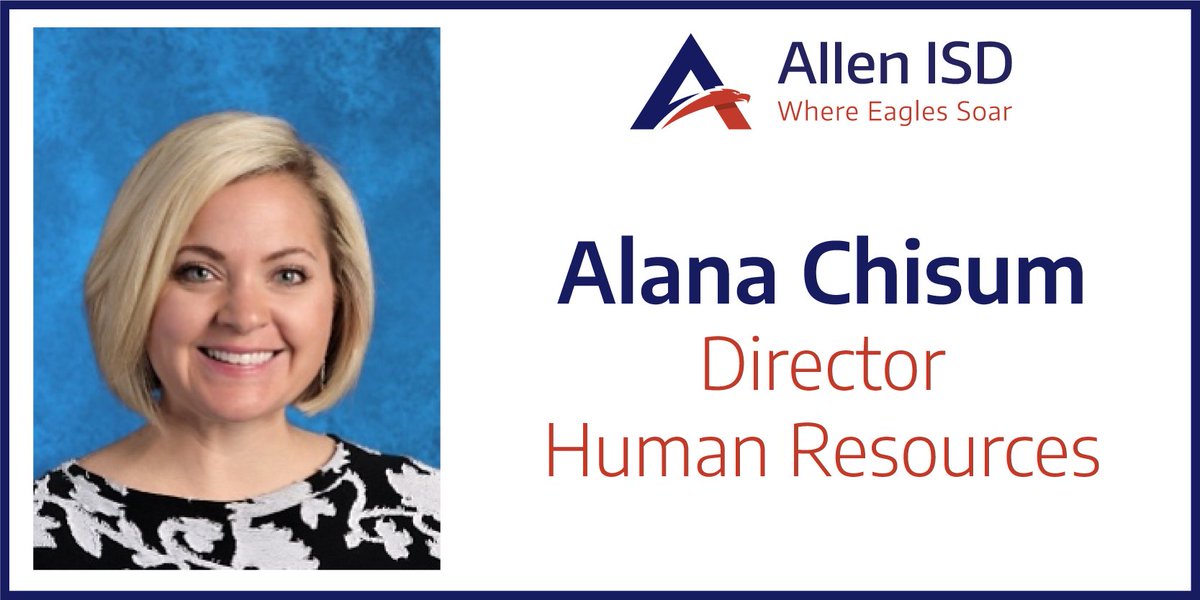 Allen ISD (@allen_isd) on Twitter photo Alana Chisum has been named the new AISD Director of Human Resources. Alana was most recently the <a href="/PrestonElem18/">Preston Elementary</a> Principal, and the district will begin immediately searching for her replacement. Please help us congratulate Alana! Alana Chisum has been named the new AISD Director of Human Resources. Alana was most recently the <a href="/PrestonElem18/">Preston Elementary</a> Principal, and the district will begin immediately searching for her replacement. Please help us congratulate Alana!