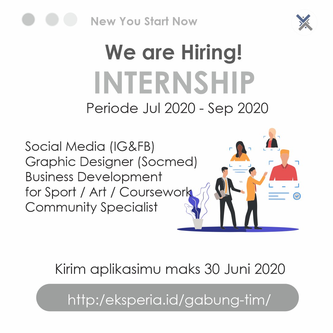 eksperiaID's tweet photo. Bagi temen-temen yang ingin belajar dan mengasah potensinya bisa langsung daftar. Ditunggu yuk!
#eksperiaid
#temanpengalaman
#temansehobi
#magang 
#internship https://t.co/6K0ilXtuoE
