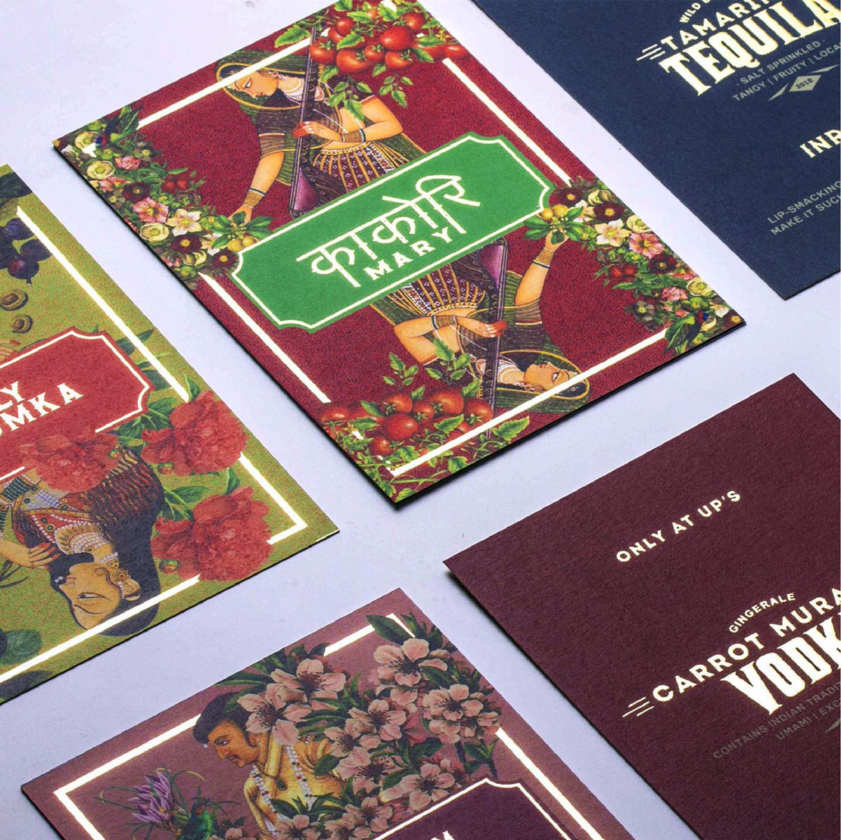 InDesignFoundry's tweet photo. Our team of #illustrators took inspiration from the Raja-Rani stories of India and created these playing-card style menu cards for #HyattRegency Lucknow's Indian bar, UPs. Each card was collaged to intrigue and enchant.

#DFworks #designthinking #chennaiagency #menudesign #Design https://t.co/7DqdostZ5l