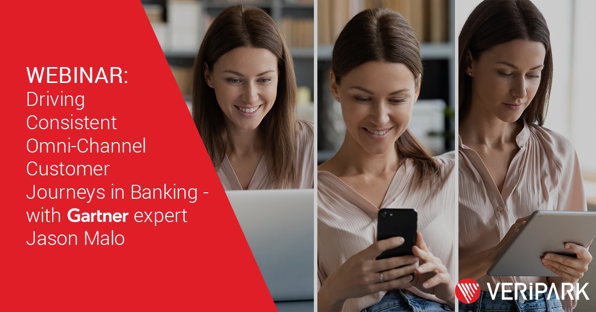 VeriPark's tweet photo. Join us for this #webinar with Gartner analyst Jason Malo about cross-channel customer journeys in #banking and the impact of the global pandemic on customer engagement.
https://t.co/R9hZBymx76

#webinar #bankingdigitally #digitalchannels #banking #omnichannel #fsi https://t.co/fYGUv7YQ6J