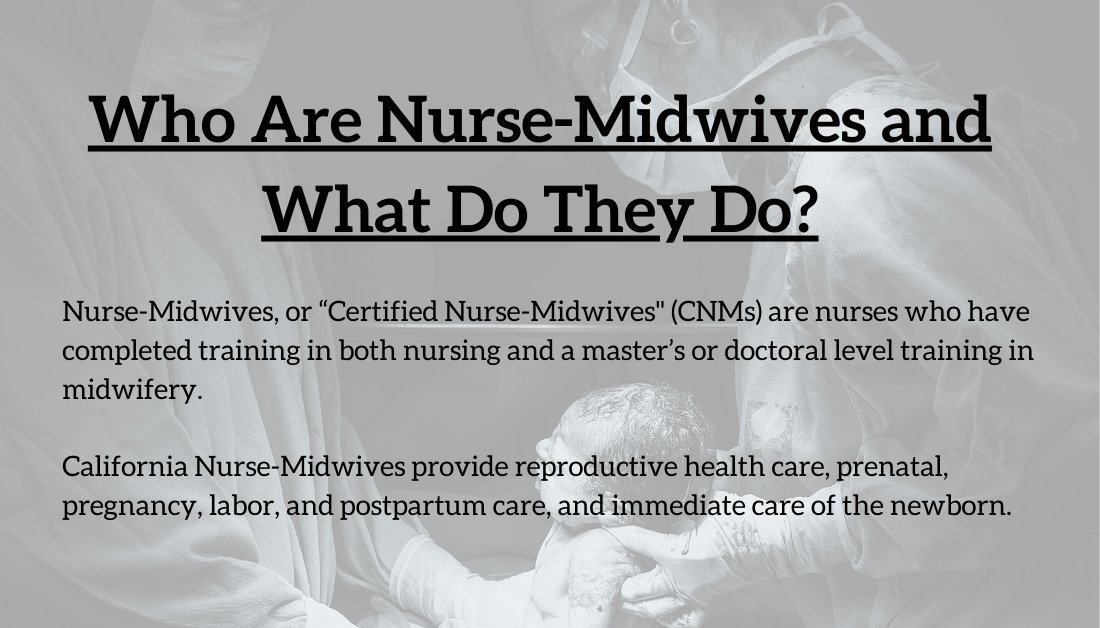 Q: So what is a nurse-midwife?
A: Nurse-Midwives are nurses who have completed training in nursing &amp; masters or doctoral-level training in midwifery. Please take a second to expand access to nurse-midwives in CA by asking your senator to help pass #SB1237: bit.ly/2YRLqPt
