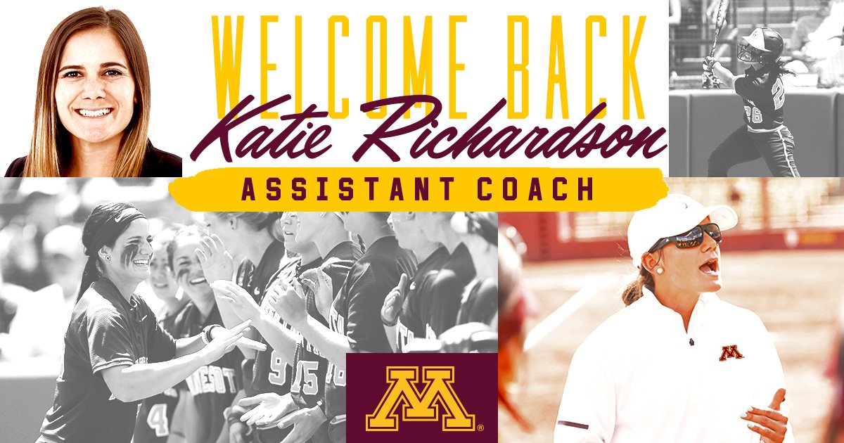 Welcome HOME <a href="/KatieRich26/">Kaitlyn Strelow</a>! 

Katie Richardson is a household name in Minnesota. She was a two-time All-American and etched her name all over the #Gophers record books. 

She also helped lead Arizona State to the 2018 WCWS as an assistant coach. 

RELEASE: z.umn.edu/gsbaskr