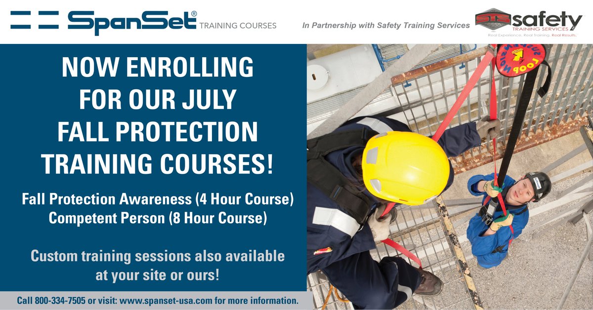 spansetusa's tweet photo. NOW ENROLLING FOR OUR JULY FALL PROTECTION TRAINING COURSES! Enroll Today! https://t.co/4WwWzsHI7t
#spanset #spansetusa #spansettraining #fallprotection #fallprotectiontraining #safetymatters #safetysolutions #safetyatwork #safetyleadership #safetyproducts #ppe #worksafe #osha https://t.co/d6i8bW8HCj
