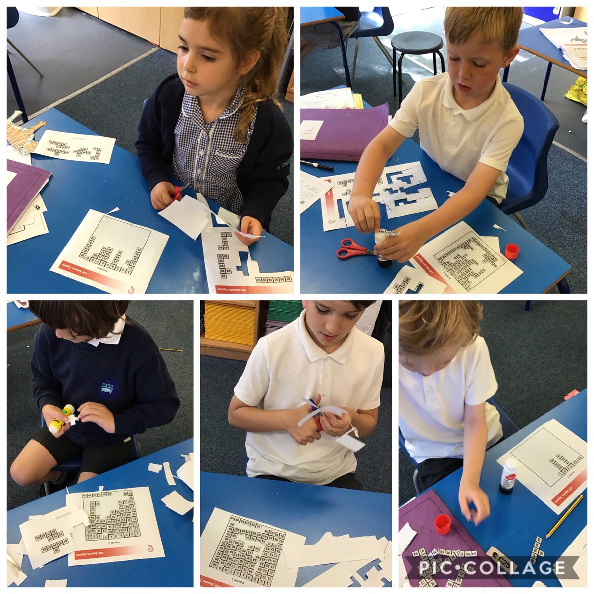 Today we are learning to count to 100. Our challenge was a 100 square jigsaw! <a href="/nrichmaths/">NRICH maths</a>  <a href="/WhiteRoseMaths/">White Rose Maths</a> #mathematicians #numbers