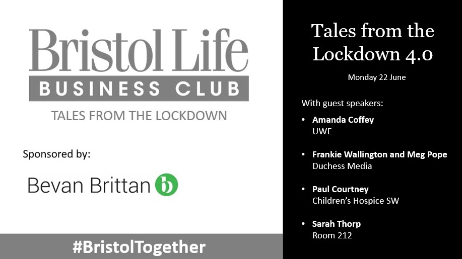 Bristol Life Mag (@bristollifemag) on Twitter photo Our next virtual Bristol Life Business Club event: Tales from Lockdown takes place today at 12pm. We'll be hearing from <a href="/UWEBristol/">UWE Bristol</a> <a href="/Duchess_Media/">Duchess Media</a> <a href="/CHSW/">Children's HospiceSW</a> <a href="/room212gallery/">Room 212</a>... what a variety! #BristolTogether
There's still time to register here: us02web.zoom.us/webinar/regist… Our next virtual Bristol Life Business Club event: Tales from Lockdown takes place today at 12pm. We'll be hearing from <a href="/UWEBristol/">UWE Bristol</a> <a href="/Duchess_Media/">Duchess Media</a> <a href="/CHSW/">Children's HospiceSW</a> <a href="/room212gallery/">Room 212</a>... what a variety! #BristolTogether
There's still time to register here: us02web.zoom.us/webinar/regist…