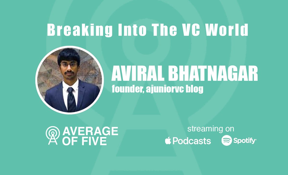 AOFiveLive's tweet photo. Founder of ajuniorvc @aviralbhat talks about startup ecosystem, advice to entrepreneurs, pitching to VC’s &amp; more
Apple https://t.co/QI9FBhVdMb
Spotify https://t.co/qWoEsZTn0n 

#AverageofFive #ApplePodcast #podcast #Entrepreneurship #VentureCapital #startup https://t.co/z6uM73r05I